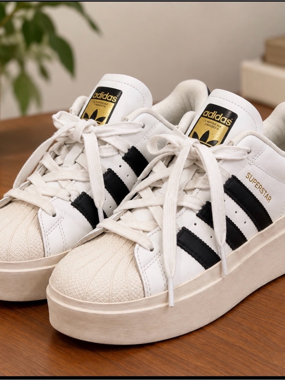 Adidas Superstar Bonega Platform Sneakers White Black Gold Women’s 9.5 GX1840